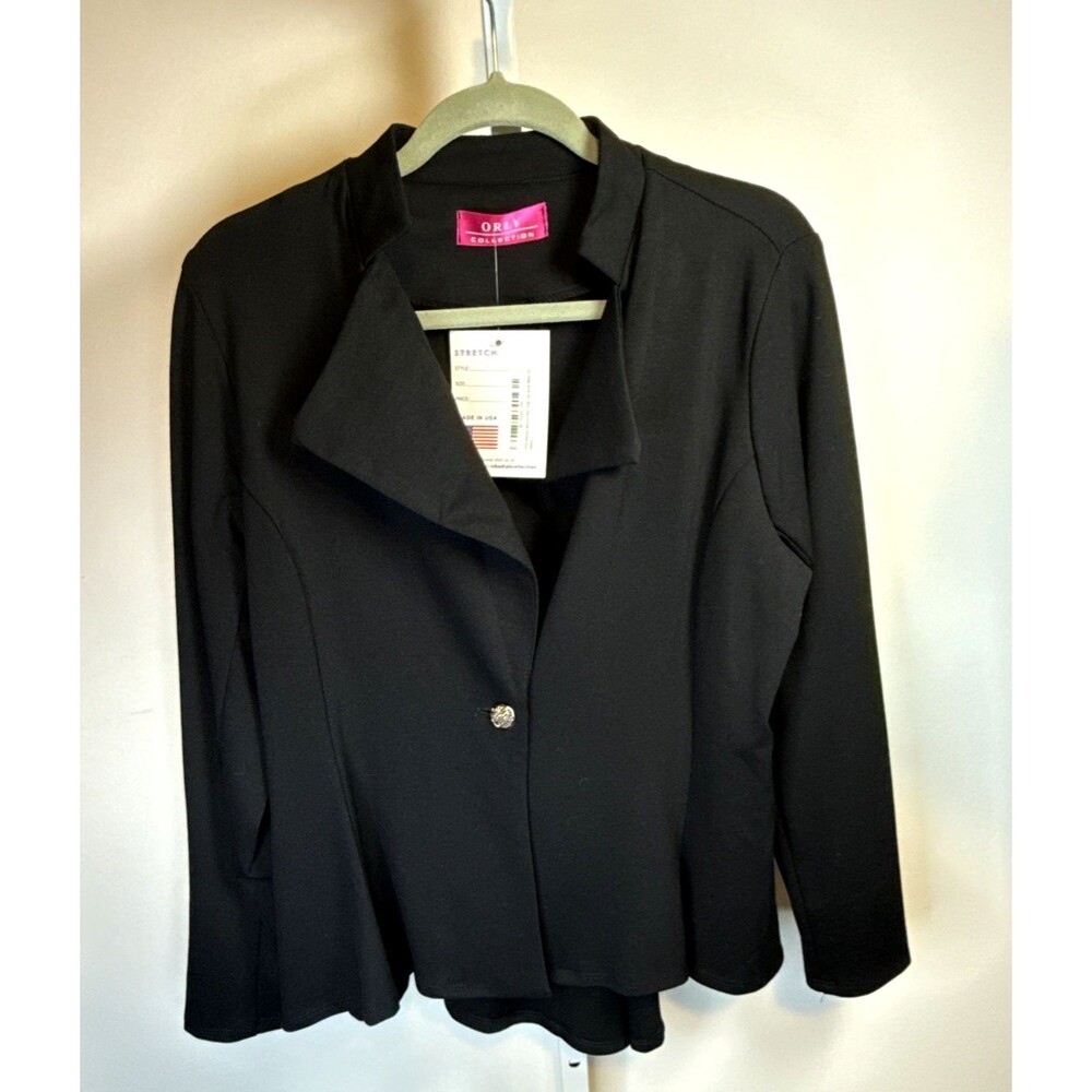 NEW Orly Collection Womens 1X Black Career Blazer One Button Made USA